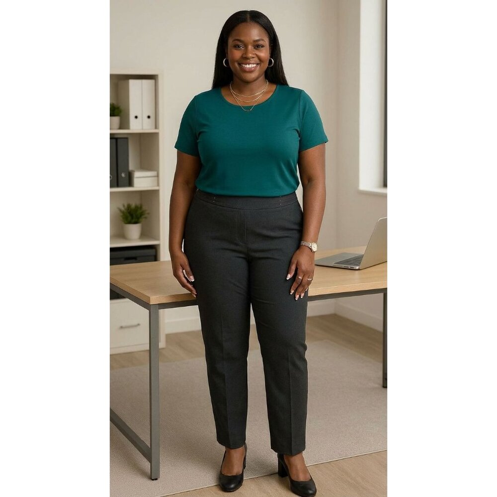 JM Collection Size XXL Pants Pull-On Gray Stud accents Casual Trousers Versatile - Picture 8 of 8